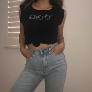 vintage rhinestone dkny jeans top
